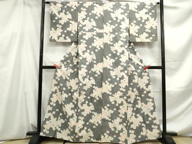 平和屋着物■上質な紬 草花文 正絹 逸品 DABE0608qa