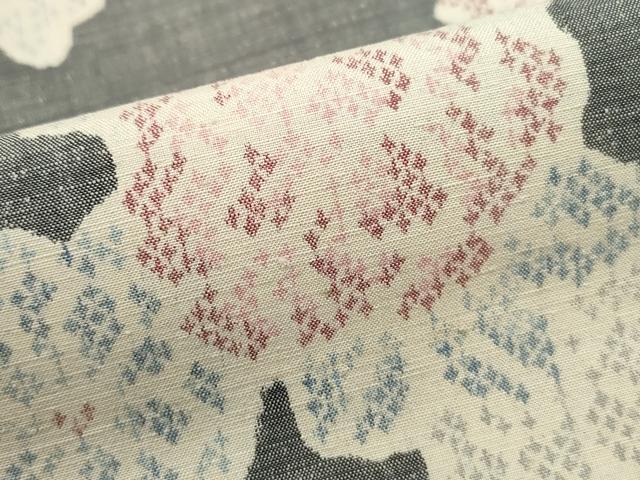 平和屋着物■上質な紬 草花文 正絹 逸品 DABE0608qa