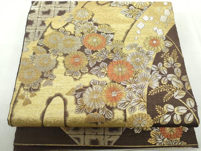 平和屋着物＊夏物　六通柄袋帯　紫陽花　金銀糸　正絹　逸品　DABA0078cm 平和屋着物◎六通柄袋帯 箔散らし花文 金銀糸 正絹 逸品