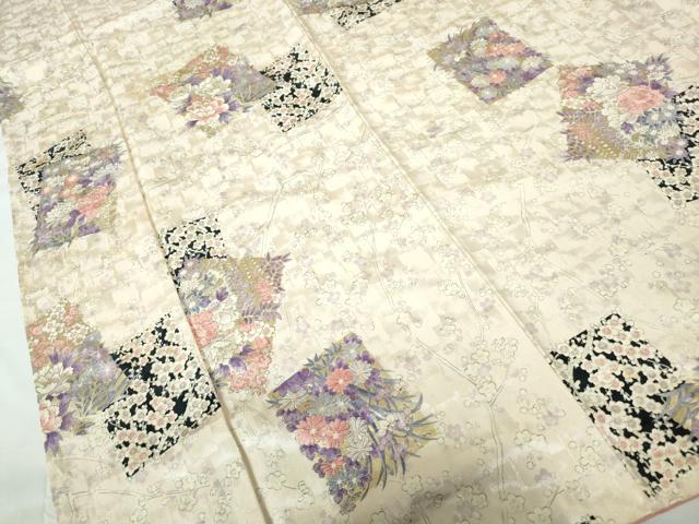 平和屋着物□上質な小紋 重ね色紙枝花文 金彩 正絹 逸品 DABE0750qa