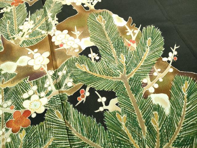 平和屋着物■豪華黒留袖 松竹梅 金彩 正絹 逸品 DABE0758qa