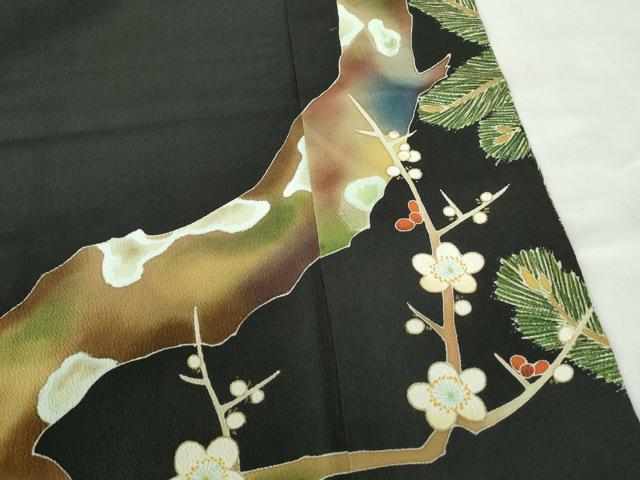 平和屋着物■豪華黒留袖 松竹梅 金彩 正絹 逸品 DABE0758qa