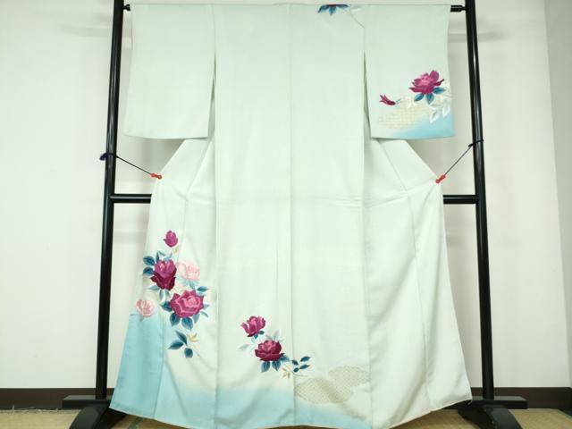 平和屋着物□訪問着 刺繍 薔薇尽くし 暈し染め 金銀糸 正絹 逸品