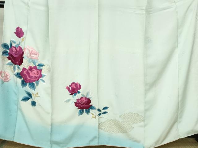 平和屋着物■訪問着 刺繍 薔薇尽くし 暈し染め 金銀糸 正絹 逸品 DABE0775qa