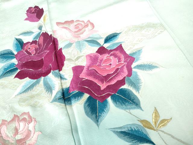 平和屋着物■訪問着 刺繍 薔薇尽くし 暈し染め 金銀糸 正絹 逸品 DABE0775qa