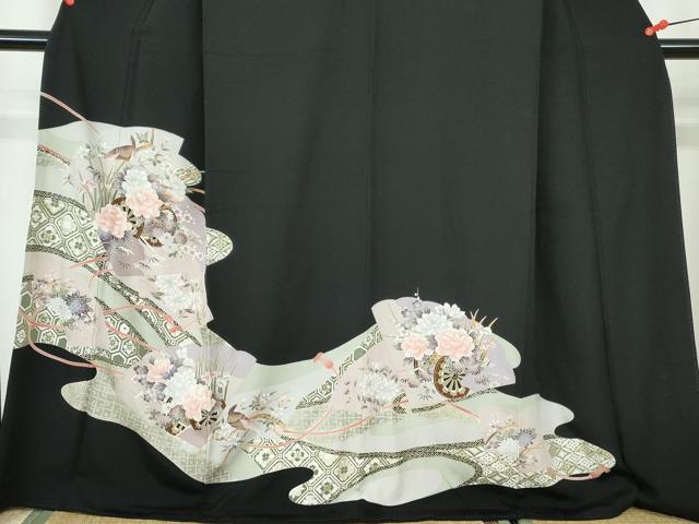 平和屋着物■豪華黒留袖 花鳥文 金銀彩 正絹 逸品 DABE0802qa