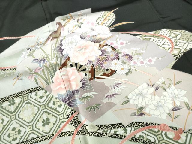 平和屋着物■豪華黒留袖 花鳥文 金銀彩 正絹 逸品 DABE0802qa
