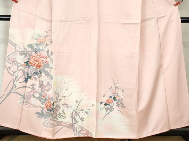 平和屋着物■訪問着 流水草花文 暈し染め 正絹 逸品 DABE0810qa