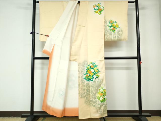 平和屋着物■訪問着 草花文 暈し染め 金彩 正絹 逸品 DABE0820qa