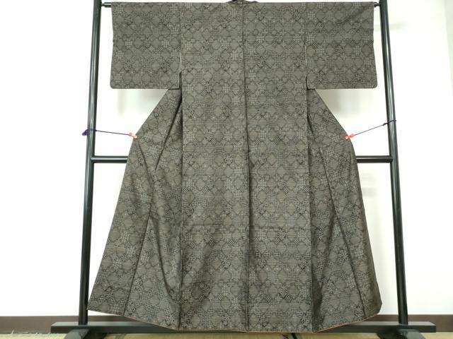 平和屋着物■本場大島紬 幾何学花文 正絹 逸品 DABE0821qa