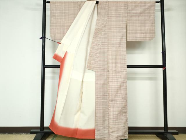 平和屋着物■上質な紬 格子文 正絹 逸品 DABE0823qa