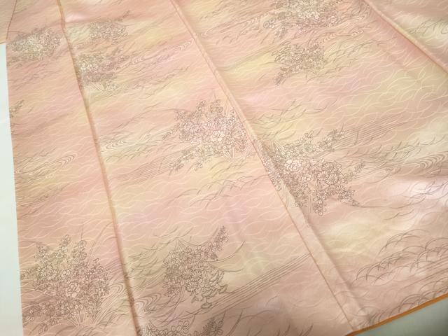 平和屋着物■上質な小紋 草花文 暈し染め 正絹 逸品 DABE0828qa
