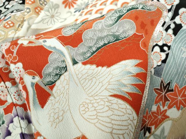 平和屋着物■豪華黒留袖 駒刺繍 向かい鶴花松文 金彩 正絹 逸品 DABE0831qa