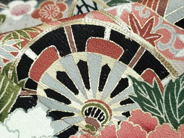 平和屋着物■豪華黒留袖 駒刺繍 御所車花文 金彩 正絹 逸品 DABE0843qa