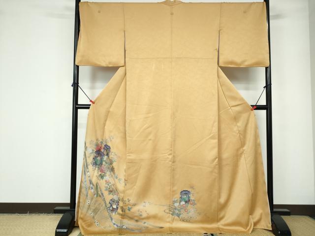 平和屋着物■豪華色留袖 流水貝桶花文 金銀彩 ロング丈 正絹 逸品 DABE0848qa