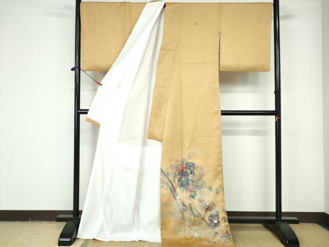平和屋着物■豪華色留袖 流水貝桶花文 金銀彩 ロング丈 正絹 逸品 DABE0848qa