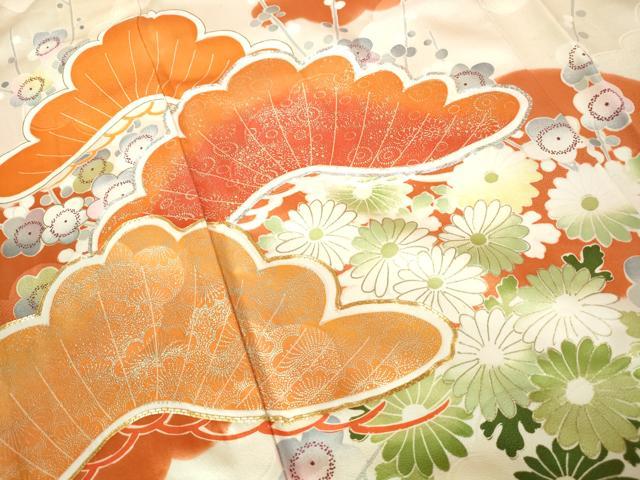 平和屋着物■豪華振袖 駒刺繍 枝松花文 暈し染め 金銀彩 正絹 逸品 DABE0853qa