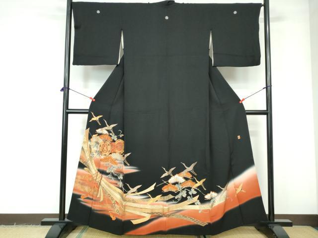 平和屋着物■豪華黒留袖 作家物 駒刺繍 飛鶴花鼓 暈し染め 金彩 正絹 逸品 DABE0855qa