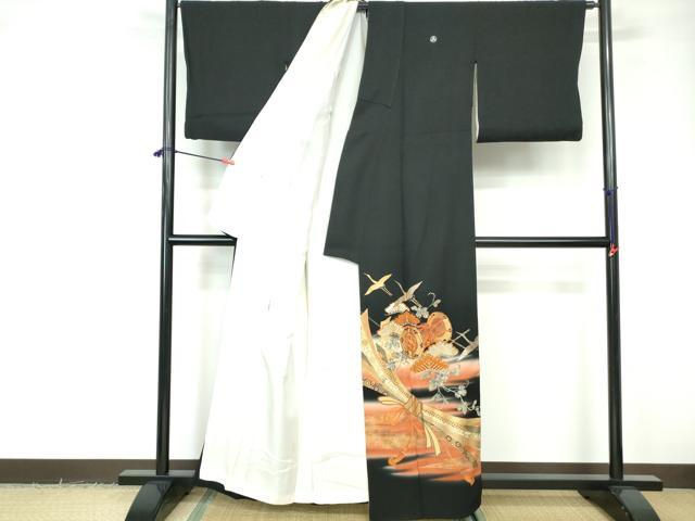 平和屋着物■豪華黒留袖 作家物 駒刺繍 飛鶴花鼓 暈し染め 金彩 正絹 逸品 DABE0855qa