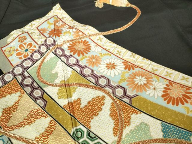 平和屋着物■豪華黒留袖 駒刺繍 舞花楓文 江戸紐 金彩 正絹 逸品 DABE0858qa
