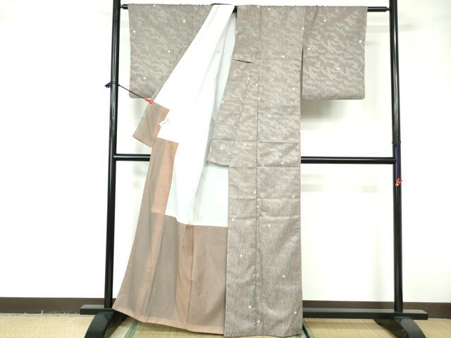 平和屋着物■小紋 霞斜縞文 洗える着物 DABE0880qa