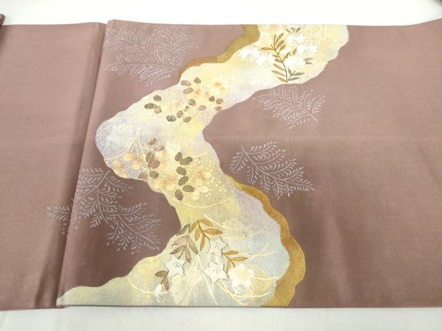 平和屋着物◎太鼓柄袋帯 駒刺繍 道長花文 金銀彩 引箔 正絹 逸品 DABE0932qa