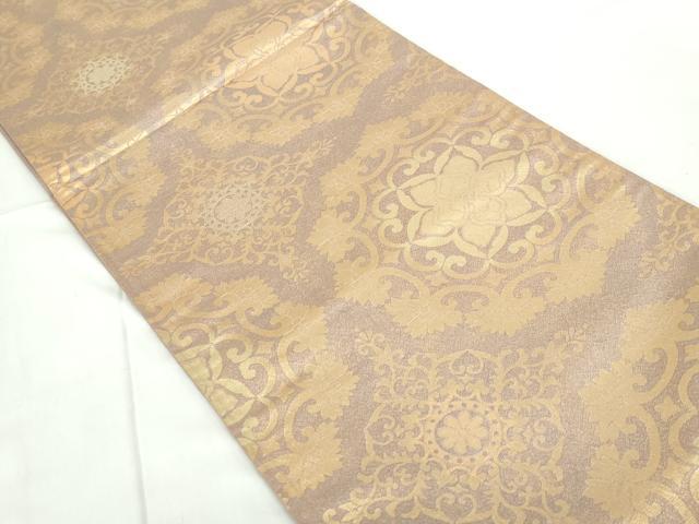 平和屋着物◎六通柄袋帯 正倉院花文 金糸 正絹 逸品 DABE0949qa