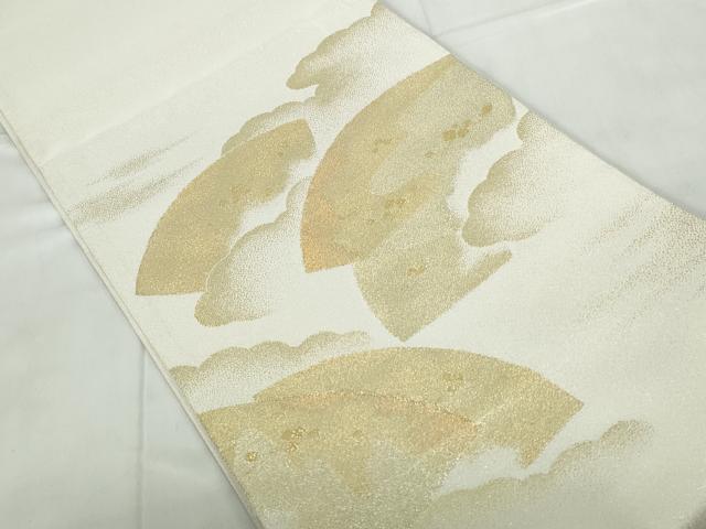 平和屋着物◎太鼓柄袋帯 重ね地紙雲文 金銀糸 正絹 逸品 DABE0955qa