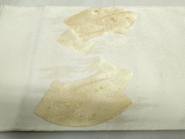 平和屋着物◎太鼓柄袋帯 重ね地紙雲文 金銀糸 正絹 逸品 DABE0955qa