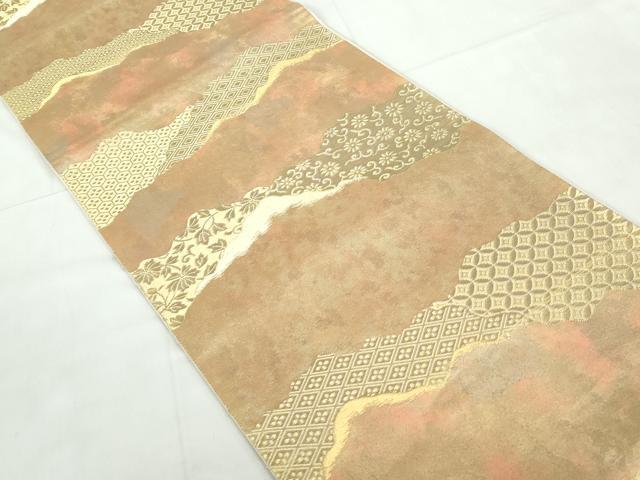 平和屋着物◎六通柄袋帯 道長花文 金糸 正絹 逸品 DABE0966qa