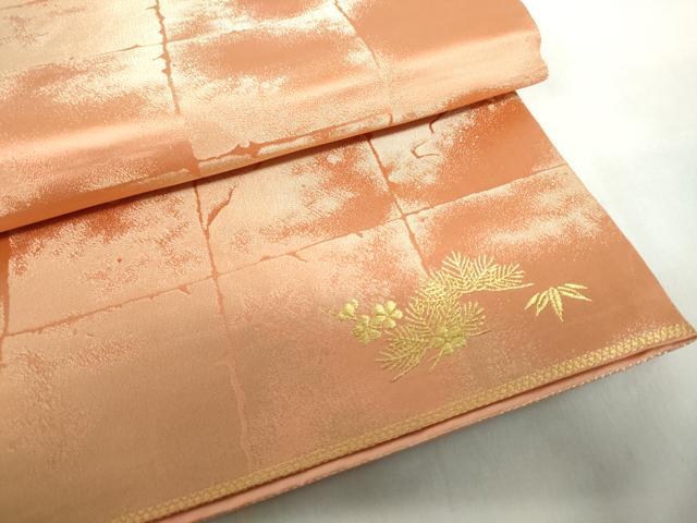 平和屋着物◎六通柄袋帯 唐織 群鶴文 銀糸 正絹 逸品 DABE0971qa