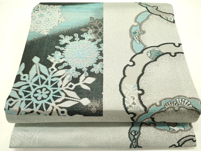 平和屋着物●九寸開き名古屋帯　雪輪花文　正絹　逸品　DABE1001op 平和屋着物○九寸開き名古屋帯 雪輪花文 正絹 逸品 DABE1001op