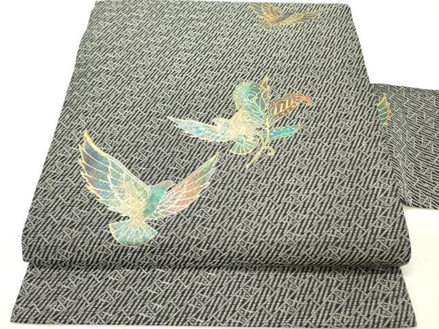 平和屋着物○染色作家 斉藤三才 九寸名古屋帯 三才鳥 金彩 正絹