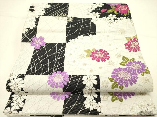平和屋着物●六通柄袋帯　唐織　舞桜　金糸　ラメ糸　正絹　逸品　DABE1026op 平和屋着物○六通柄袋帯 唐織 舞桜 金糸 ラメ糸 正絹 逸品