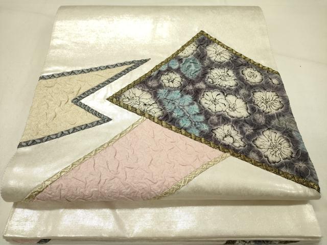 平和屋着物●太鼓柄袋帯　ふくれ織　舞花　切嵌　金糸　正絹　逸品　DABE1040op 平和屋着物○太鼓柄袋帯 ふくれ織 舞花 切嵌 金糸 正絹 逸品 DABE1040op
