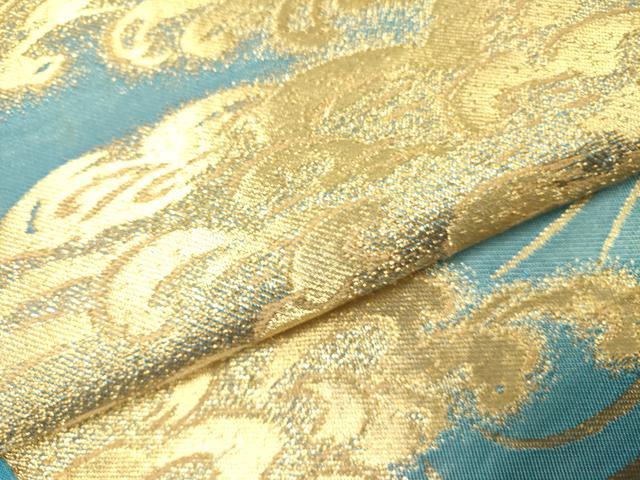 平和屋着物●西陣 川島織物 六通柄 本袋帯 立波文 金糸 正絹 逸品 DABE1050op