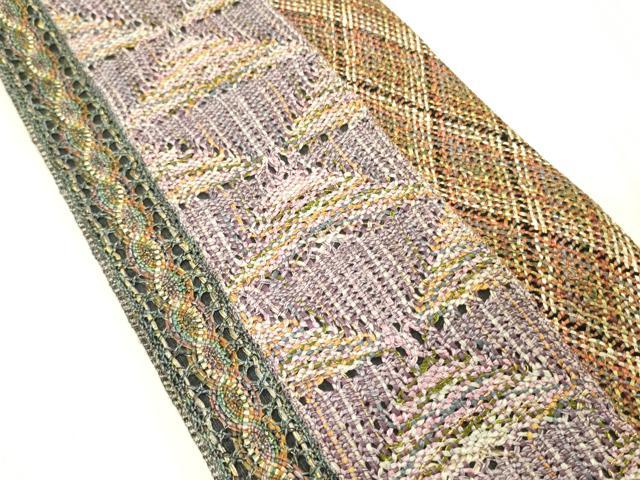 平和屋着物●両面 半幅帯 リボン織 抽象文様 正絹 逸品 DABE1051op