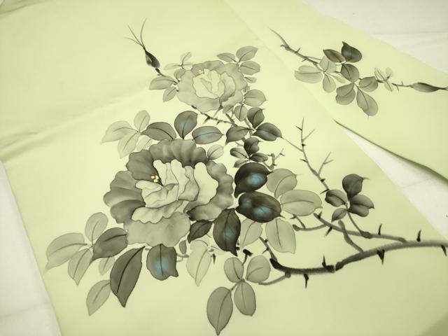 平和屋着物●塩瀬 九寸名古屋帯 手描き 草花 正絹 逸品 DABE1082op