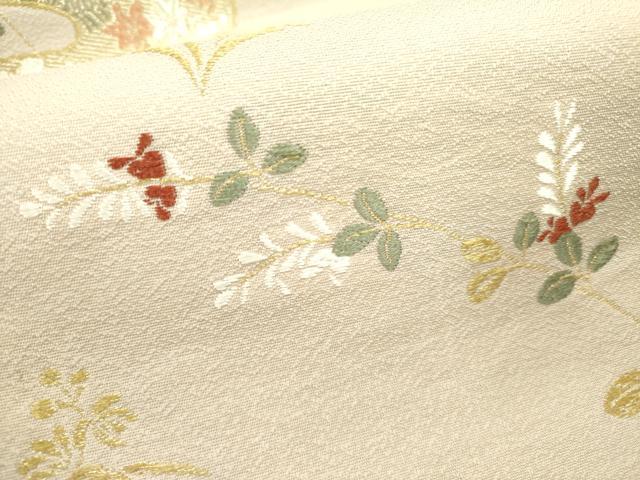 平和屋着物●六通柄袋帯 唐織 流水花文 金糸 正絹 逸品 DABE1161op