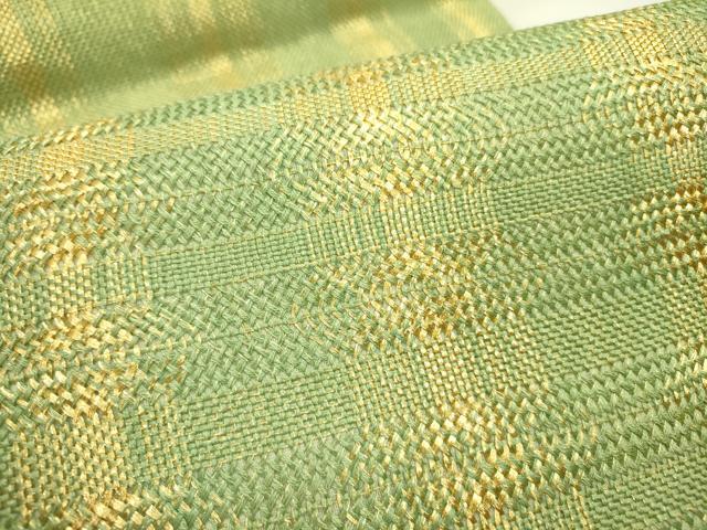 平和屋着物●ひなや工房 くむ・あむ・おる 伊豆蔵明彦 組織 太鼓柄袋帯 横段文 金糸 正絹 逸品 DABE1166op