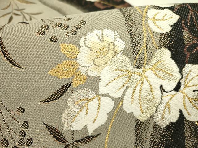 平和屋着物●六通柄袋帯 蔦の葉花文 金銀糸 正絹 逸品 DABE1175op