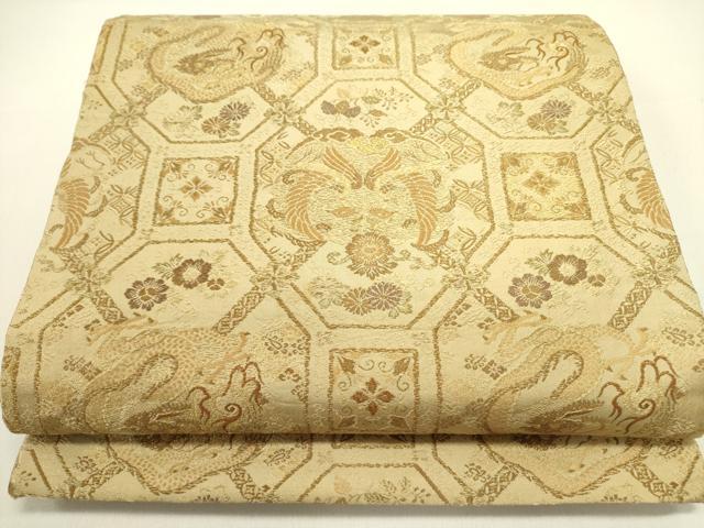 平和屋着物●アンティーク 大正ロマン 丸帯 龍 蜀江花文 正絹 逸品 DABE1188op