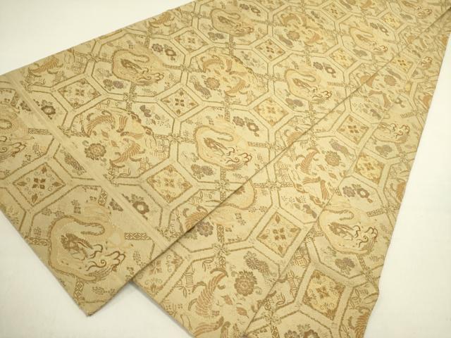 平和屋着物●アンティーク 大正ロマン 丸帯 龍 蜀江花文 正絹 逸品 DABE1188op