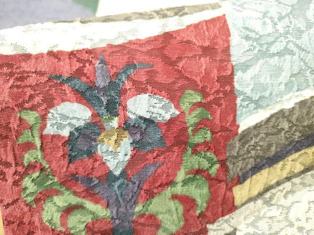 平和屋着物●西陣 老舗 渡文謹製 手織 両面 全通柄袋帯 纐纈 花鳥文 正絹 逸品 未使用 DABE1212op