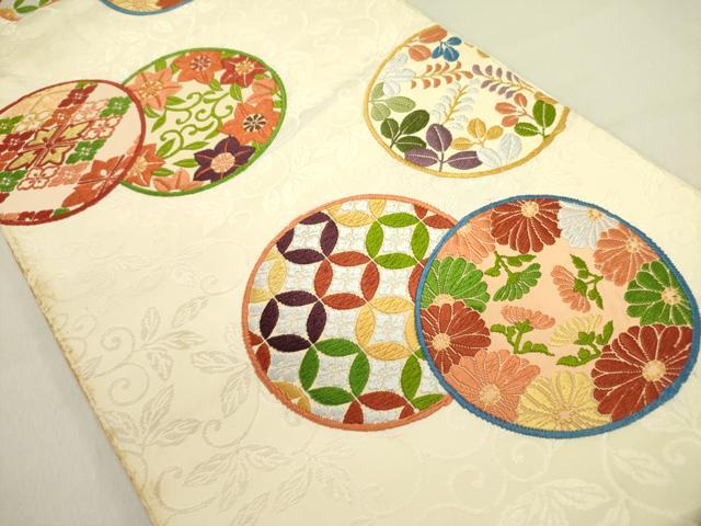 平和屋着物●六通柄 本袋帯 唐織 花丸文 正絹 逸品 DABE1214op