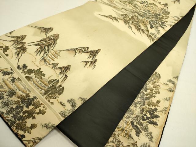 平和屋着物●アンティーク 大正ロマン 全通柄京袋帯 風景文 正絹 逸品 DABE1226op