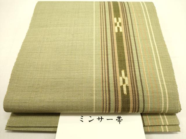 平和屋着物●沖縄県伝統工芸品 八重山ミンサー 手織り 八寸名古屋帯 間道 綿 逸品 DABE1247op
