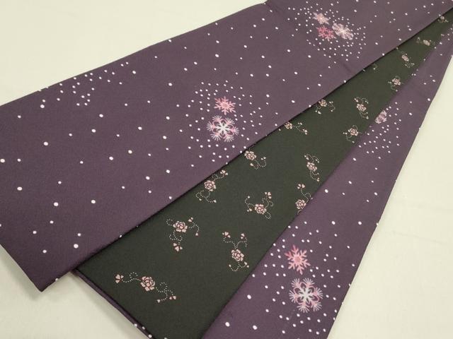 平和屋着物●両面 半幅帯 雪の結晶 未使用 DABE1269op