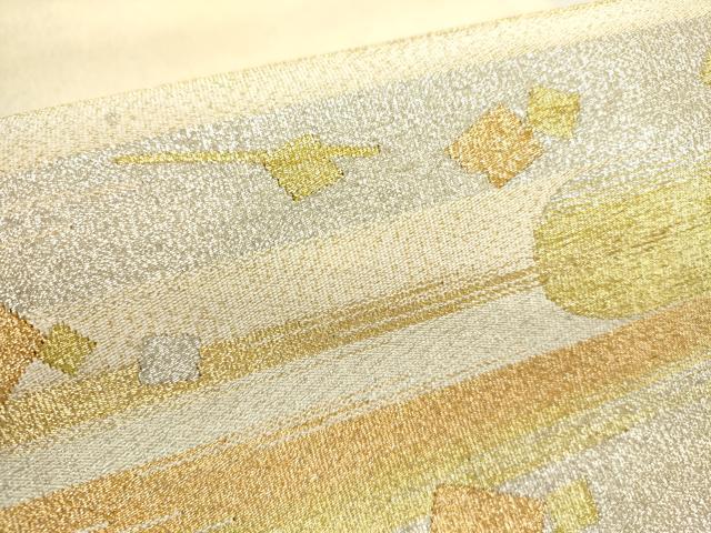 平和屋着物●爪掻き本綴れ 八寸名古屋帯 箔散らし 霞文 金銀糸 正絹 逸品 DABE1312op