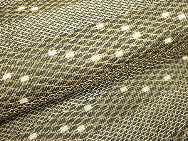 平和屋着物●全通柄袋帯 横段網目文 金糸 正絹 逸品 DABE1375op